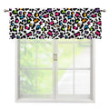 White And Rainbow Leopard Print Window Valance