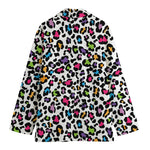 White And Rainbow Leopard Print Women's Blazer