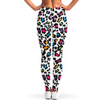 White And Rainbow Leopard Print Women's Leggings