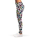 White And Rainbow Leopard Print Women's Leggings
