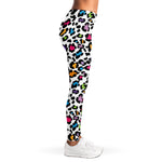 White And Rainbow Leopard Print Women's Leggings