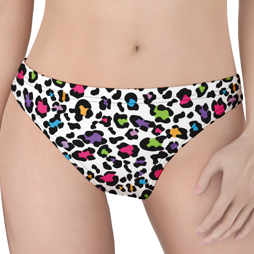 White And Rainbow Leopard Print Women's Thong