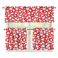 White And Red Heart Pattern Print 3 Piece Kitchen Curtains