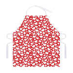 White And Red Heart Pattern Print Adjustable Apron