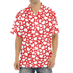 White And Red Heart Pattern Print Aloha Shirt