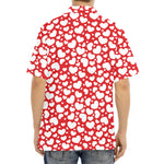 White And Red Heart Pattern Print Aloha Shirt