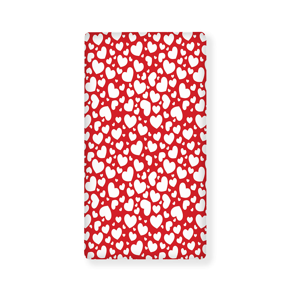 White And Red Heart Pattern Print Baby Crib Sheet