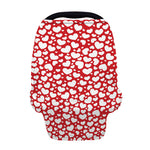White And Red Heart Pattern Print Baby Seat Cover