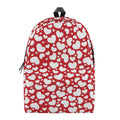 White And Red Heart Pattern Print School Backpack