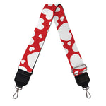 White And Red Heart Pattern Print Bag Strap