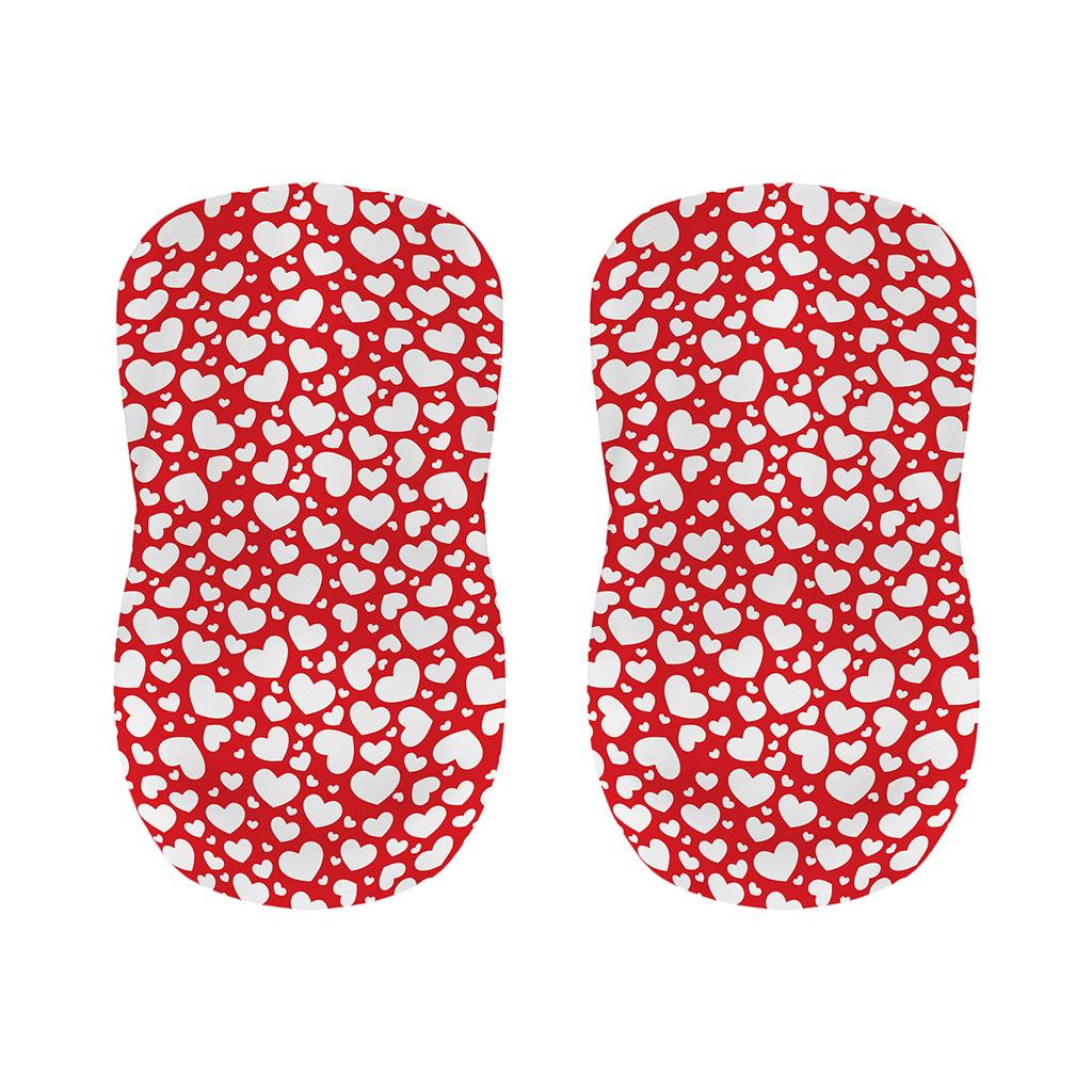 White And Red Heart Pattern Print Bar Stool Covers