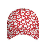 White And Red Heart Pattern Print Baseball Cap