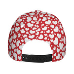 White And Red Heart Pattern Print Baseball Cap