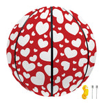 White And Red Heart Pattern Print Basketball