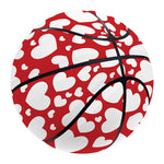 White And Red Heart Pattern Print Basketball