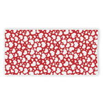 White And Red Heart Pattern Print Beach Towel