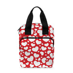 White And Red Heart Pattern Print Bible Tote Bag