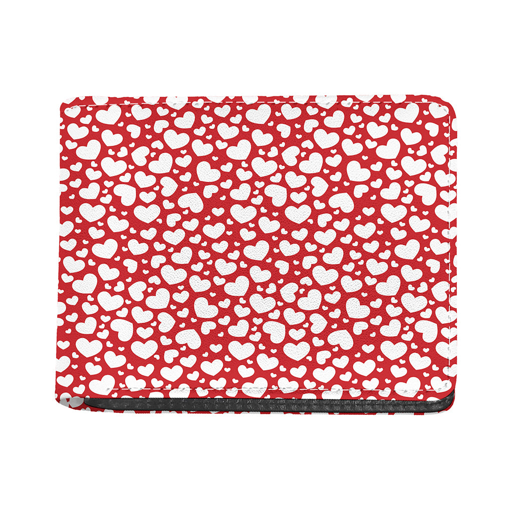 White And Red Heart Pattern Print Bifold Wallet