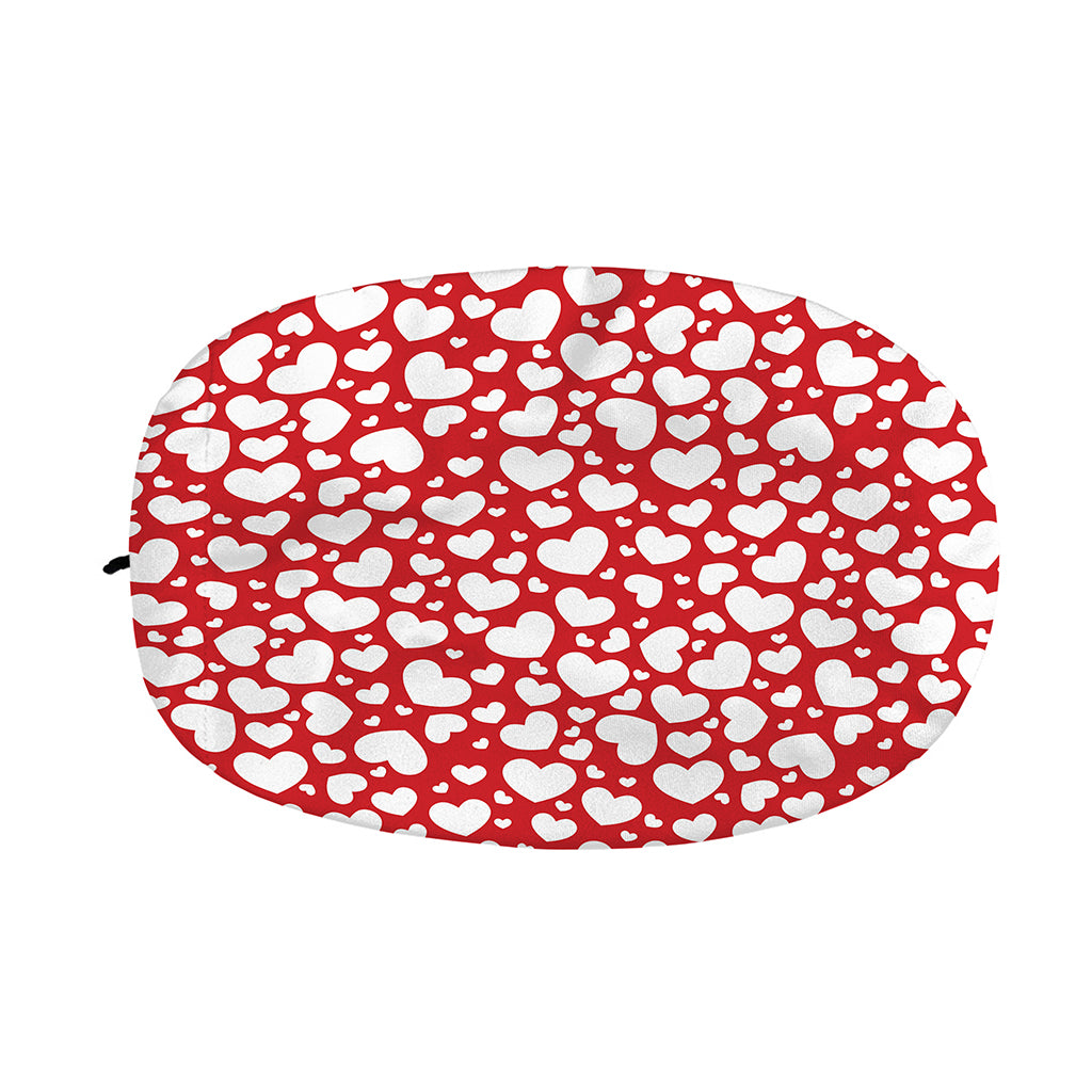 White And Red Heart Pattern Print Car Side Mirror Covers