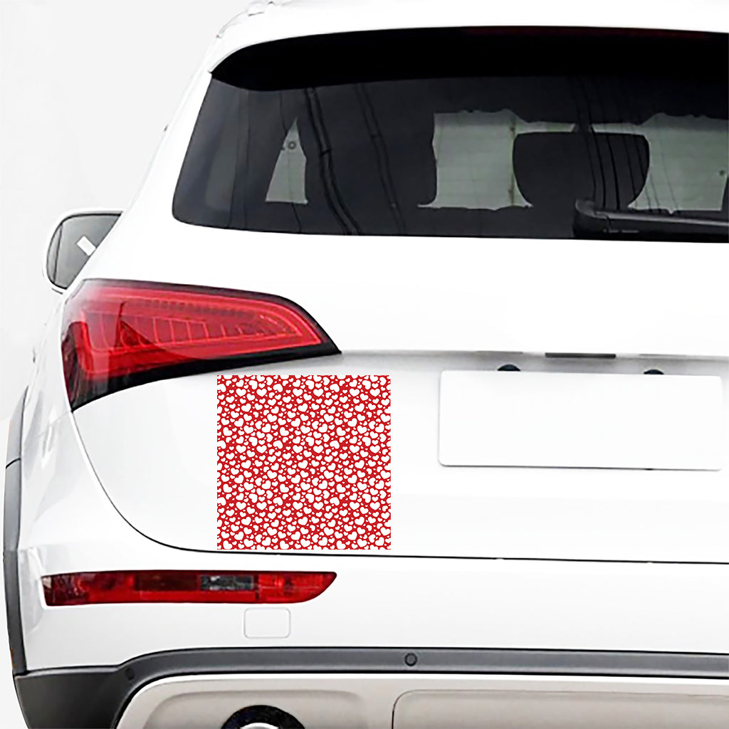 White And Red Heart Pattern Print Car Sticker