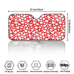 White And Red Heart Pattern Print Car Windshield Sun Shade