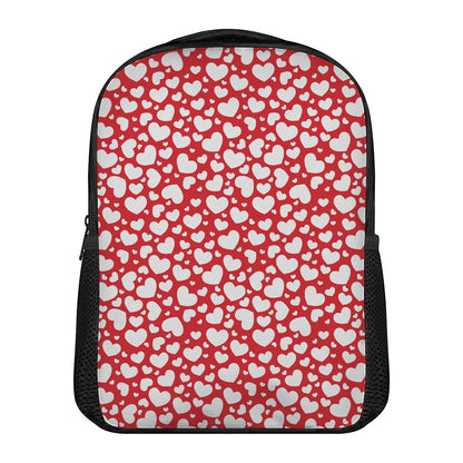 White And Red Heart Pattern Print Casual Backpack