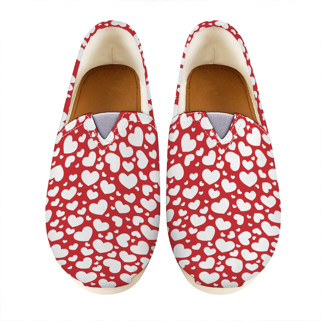 White And Red Heart Pattern Print Casual Shoes