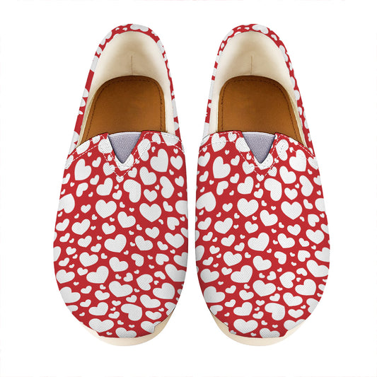 White And Red Heart Pattern Print Casual Shoes