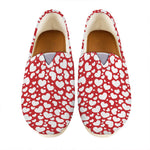 White And Red Heart Pattern Print Casual Shoes