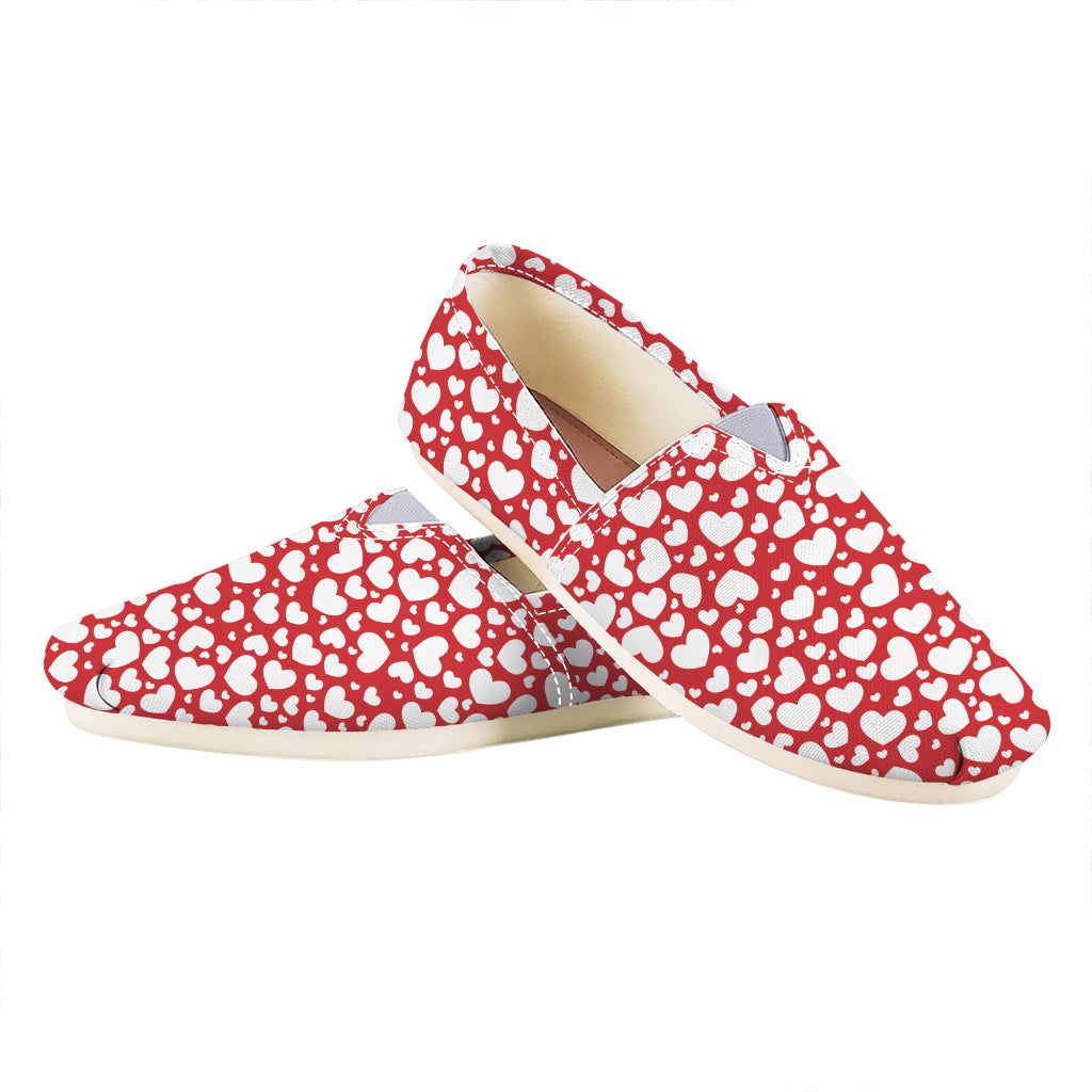 White And Red Heart Pattern Print Casual Shoes