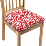 White And Red Heart Pattern Print Chair Cushion Cover