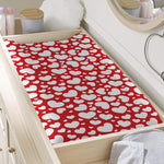 White And Red Heart Pattern Print Changing Pad Cover