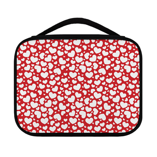White And Red Heart Pattern Print Classic Bible Case