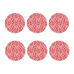 White And Red Heart Pattern Print Coaster Set