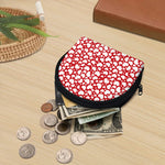 White And Red Heart Pattern Print Coin Purse