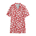 White And Red Heart Pattern Print Cotton Hawaiian Shirt
