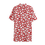 White And Red Heart Pattern Print Cotton Hawaiian Shirt