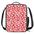 White And Red Heart Pattern Print Crossbody Lunch Bag