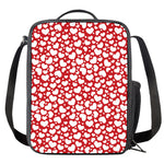 White And Red Heart Pattern Print Crossbody Lunch Bag