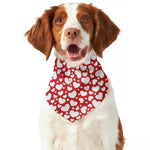 White And Red Heart Pattern Print Dog Bandana
