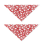 White And Red Heart Pattern Print Dog Bandana
