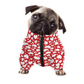 White And Red Heart Pattern Print Dog Zip Up Jacket