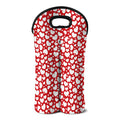 White And Red Heart Pattern Print Double Neoprene Wine Tote