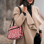 White And Red Heart Pattern Print Double Strap Bible Bag