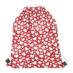 White And Red Heart Pattern Print Drawstring Bag