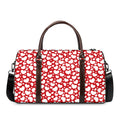 White And Red Heart Pattern Print Duffel Bag