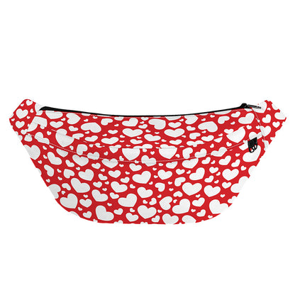 White And Red Heart Pattern Print Fanny Pack