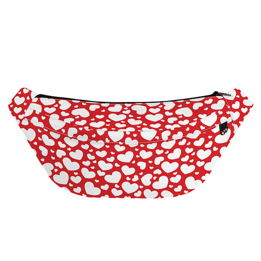 White And Red Heart Pattern Print Fanny Pack