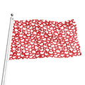 White And Red Heart Pattern Print Flag