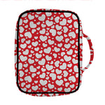 White And Red Heart Pattern Print Front Pocket Bible Bag